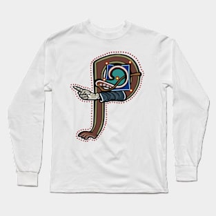 Letter P Manicule W 14C Maastricht Psalter parody Long Sleeve T-Shirt